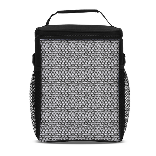 Stippled Scales in Monochrome Tall Insulated Lunch Bag | shopcontrabrands.com