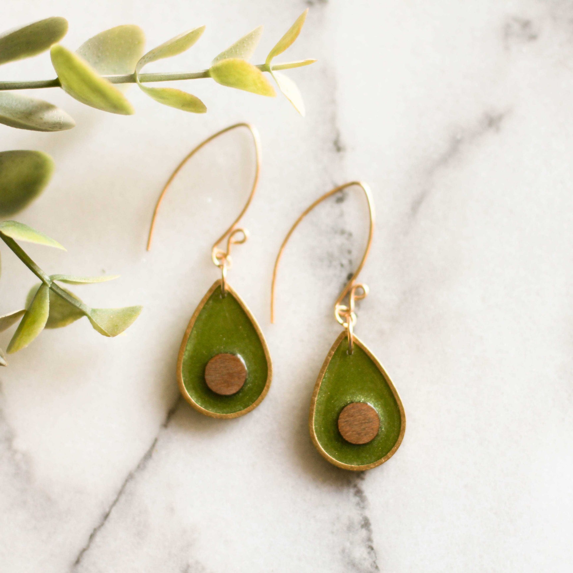 Fresh Avocado Brass Earrings - shopcontrabrands.com