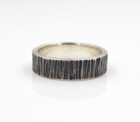 Mens Wood Grain Silver Ring - shopcontrabrands.com