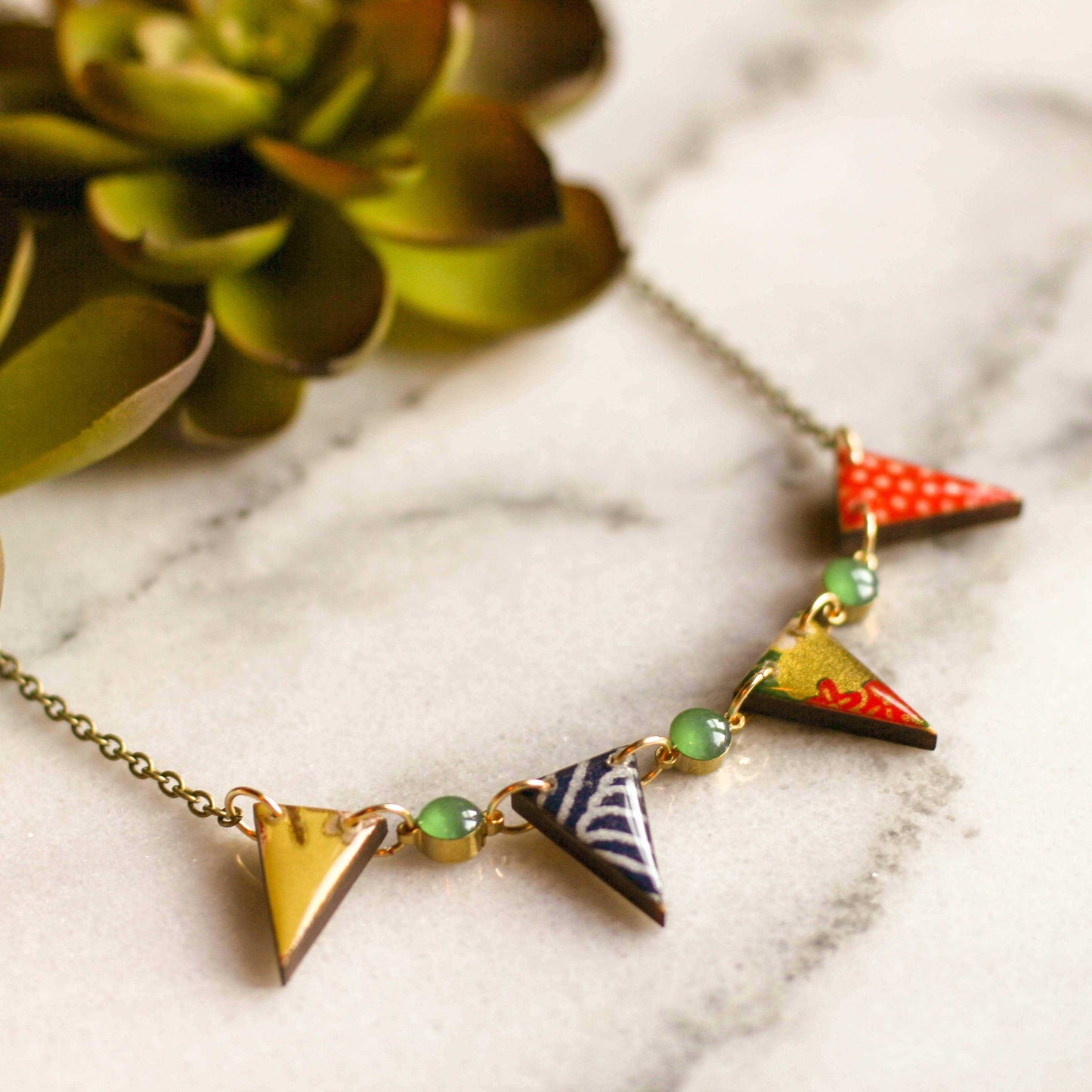 Japanese Pennant Necklace- Bright Green - shopcontrabrands.com