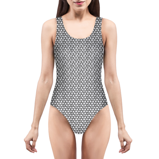 Stippled Scales in Monochrome Women's One-Piece Swimsuit