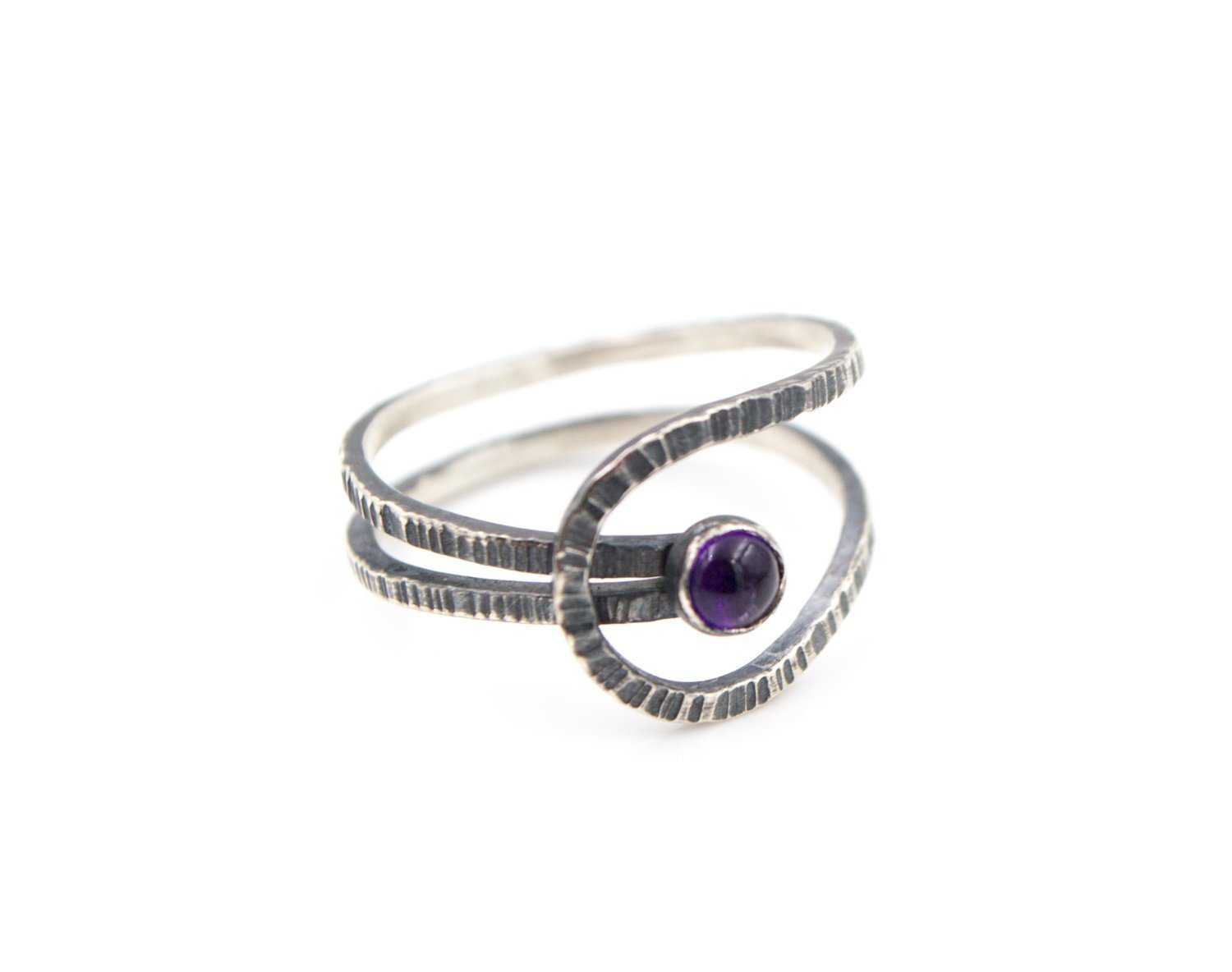 Sterling Silver - Amethyst - Adjustable Ring | shopcontrabrands.com