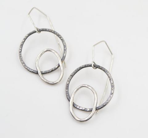 Sterling Silver Circle and Oval  Earrings | shopcontrabrands.com